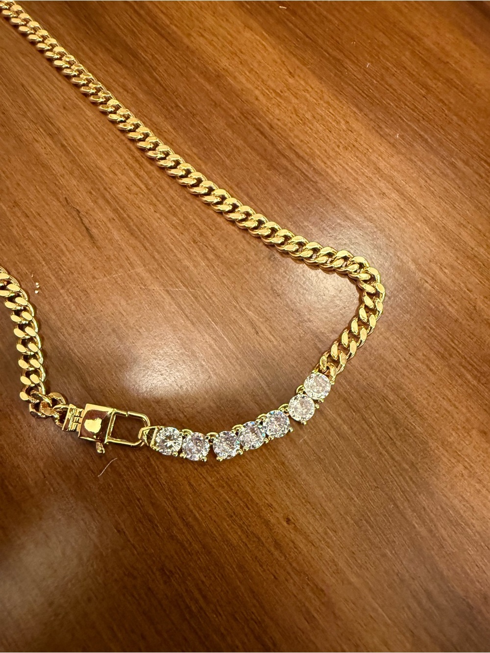Aurora Necklace Gold Cubic Zirconia Curb Chain Necklace - Women Jewelry